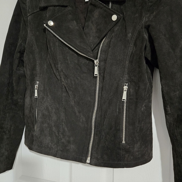 BCBGeneration Suede Leather Jacket Women's Size Large Dark Brown - Picture 5 of 13